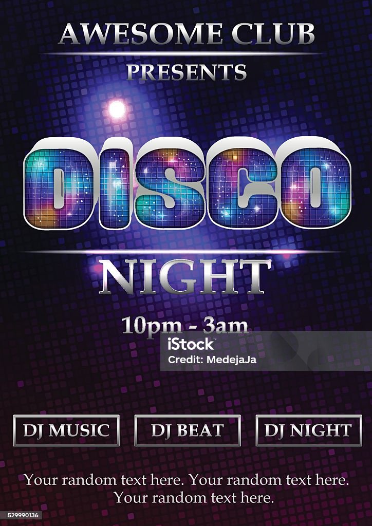 Discoteca party poster template - arte vectorial de Pista de baile libre de derechos