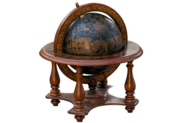 istock Vintage World Globe Mounted in Wooden Stand 529990480