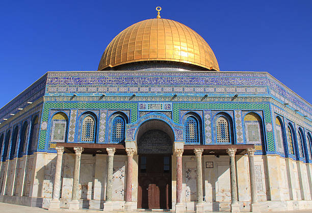 lado sur de la cúpula de la roca en jerusalén, israel - marble geometric shape spirituality travel destinations fotografías e imágenes de stock