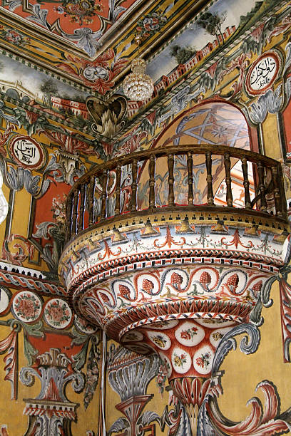 Sarena Dzamija Mosque  Interior A beautiful detail of a corner of the Sarena Dzamija Mosque (Painted or Colored Mosque) in Tetovo, Macedonia  tetovo stock pictures, royalty-free photos & images