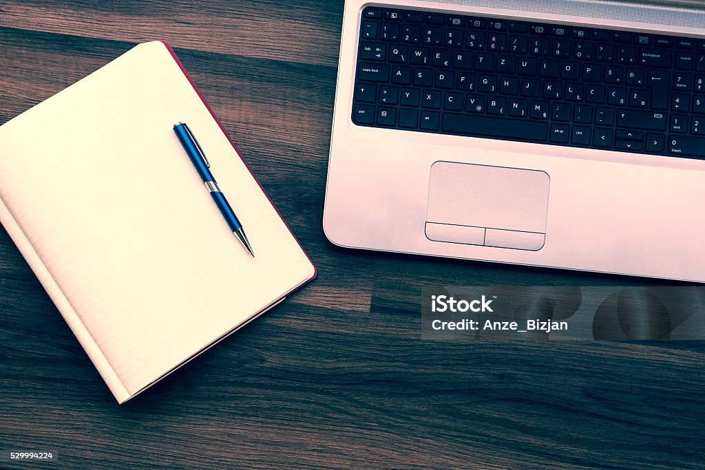 Computer Office Notebook Office Desk With Computer And Notebook Stock Photo - Download Image Now ...