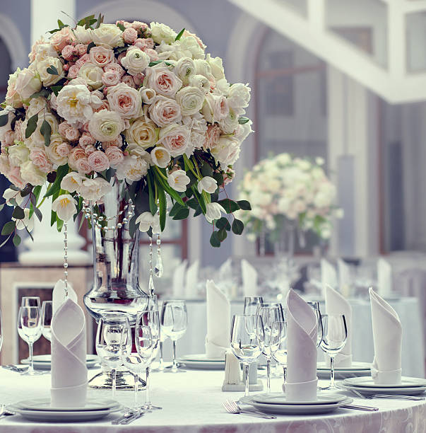 istock Wedding flowers decoration in the restaurant. 529994602