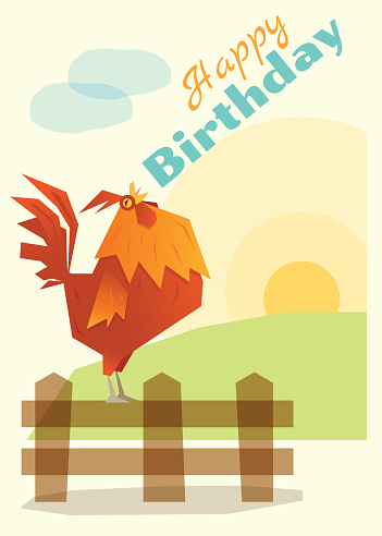 Birthday and invitation card animal background with chicken