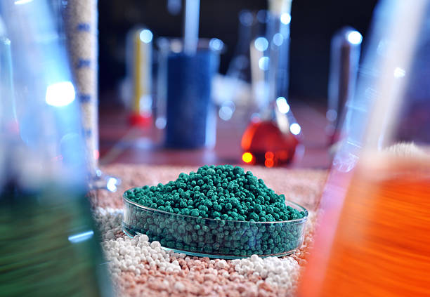 agricultural fertilizer in a laboratory, farming and crop concept stock photo