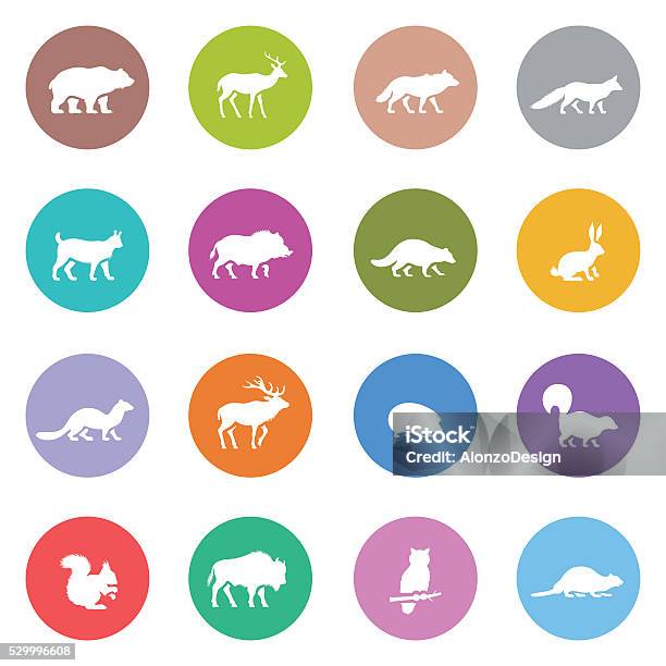 Wild Animals Icon Set Stock Illustration - Download Image Now - Beaver, Icon Symbol, American Bison