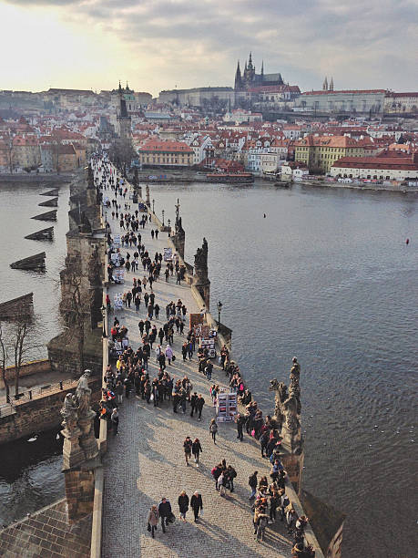 istock Aerial View of Charles Bridge and River Vltava 529997000