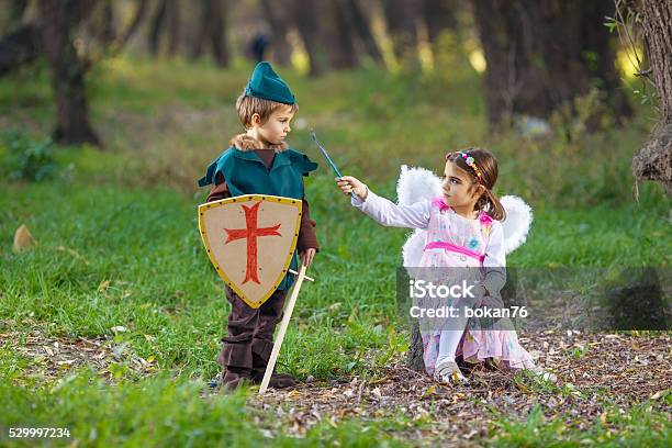 Fairy And Knight Stock Photo - Download Image Now - Child, Princess, Knight - Person