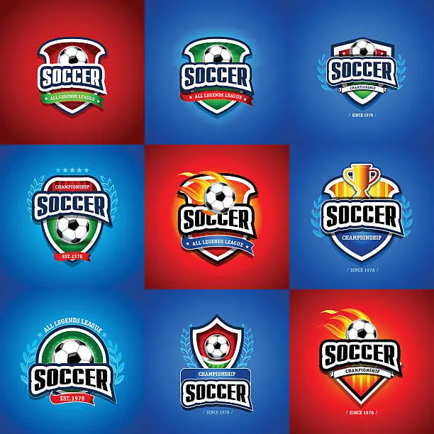Vector illustration of Soccer football badge Logo set design template, sport logotype template.