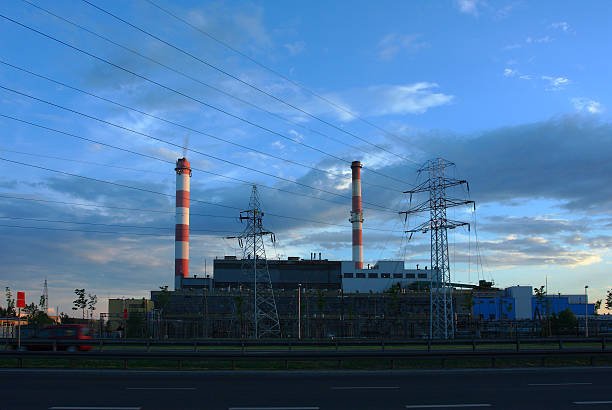 istock Industrial power plant with smokestack 529998338