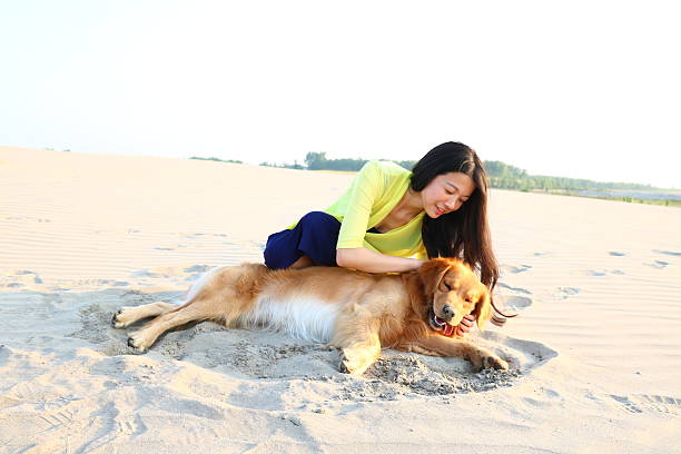 girl with dog on island