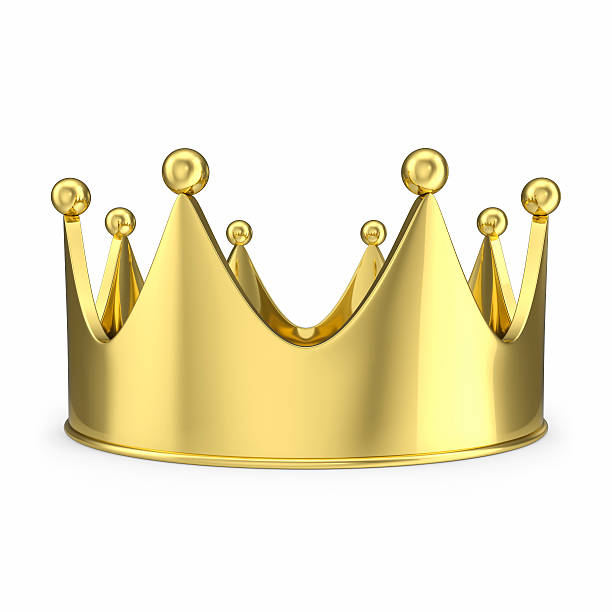 istock Gold crown with glow isolated on white background. 3d illustration 530005576