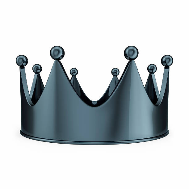 istock Black gold crown with glow isolated on white background. 3d 530005622