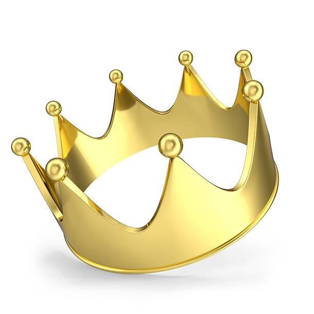 istock Gold crown with glow isolated on white background. 3d illustration 530005670