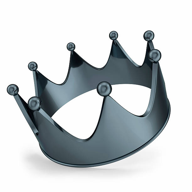 istock Black gold crown with glow isolated on white background. 3d 530005704