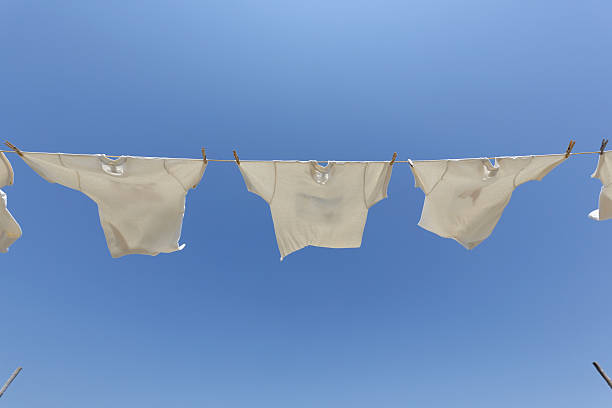 istock White laundry hanging on the clothesline 530007208