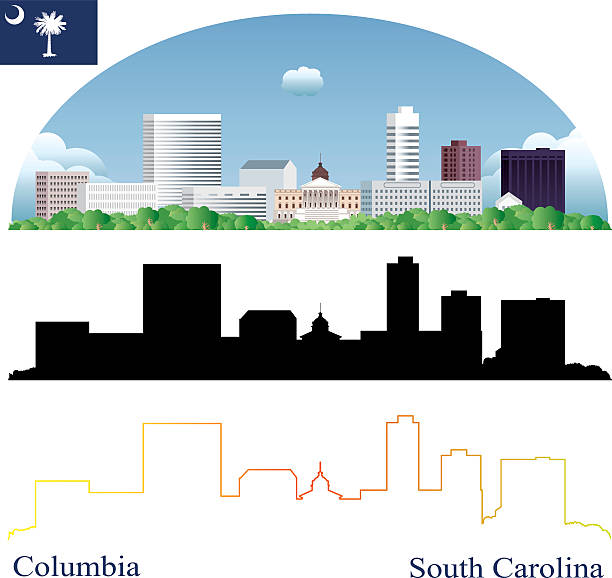 illustrazioni stock, clip art, cartoni animati e icone di tendenza di skyline di columbia - columbia north carolina