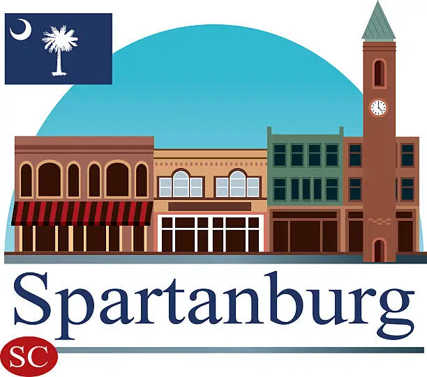 Vector illustration of Spartanburg SC