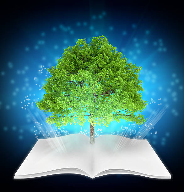 istock Tree growing from center of open magazine. 530043809
