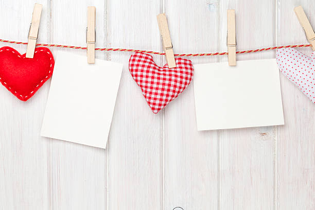 istock Photo frames and valentines toy hearts 530044445