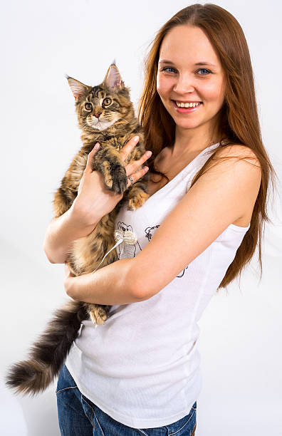 istock Young girl with a cat on hands 530046917