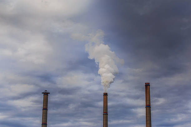 istock Industrial scenery with smoke from coal powered plant 530048941