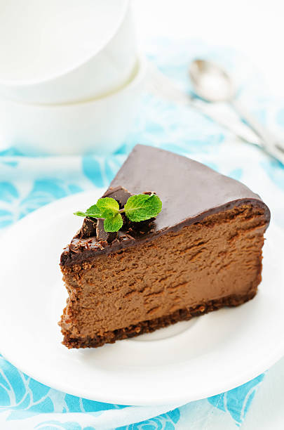 istock chocolate cheesecake with chocolate glaze 530049263