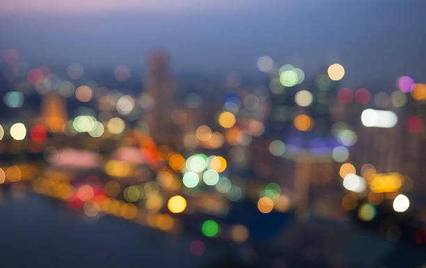 istock Cityscape with colorful light Bokeh background 530049603