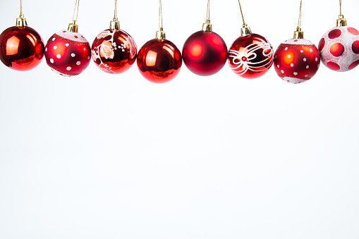 Red color christmas balls