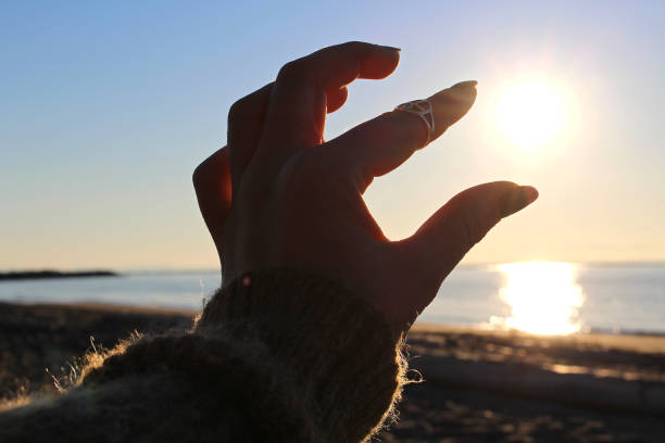 Hand and light of the sun.