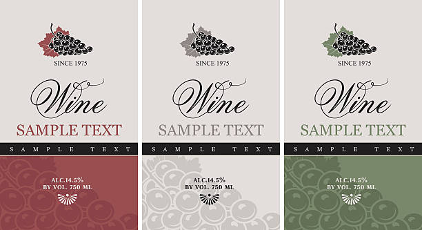 wine label - wine wine bottle hard liquor symbol stock illustrations