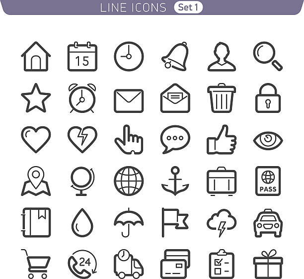 Line icons. Basic set. vector art illustration
