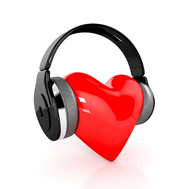 istock Red heart with earphones. 3d illustration 530086097