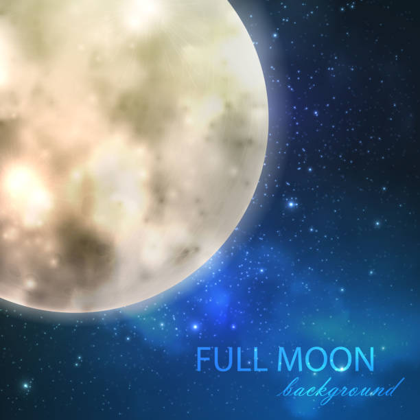istock vector illustration of  full moon on the night starry sky 530086859