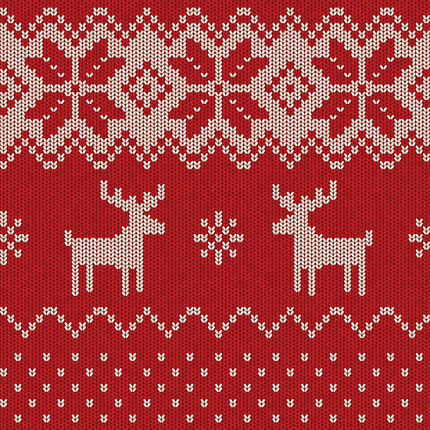ilustrações, clipart, desenhos animados e ícones de padrão de malha sem costura natal - knitting sweater crochet wool