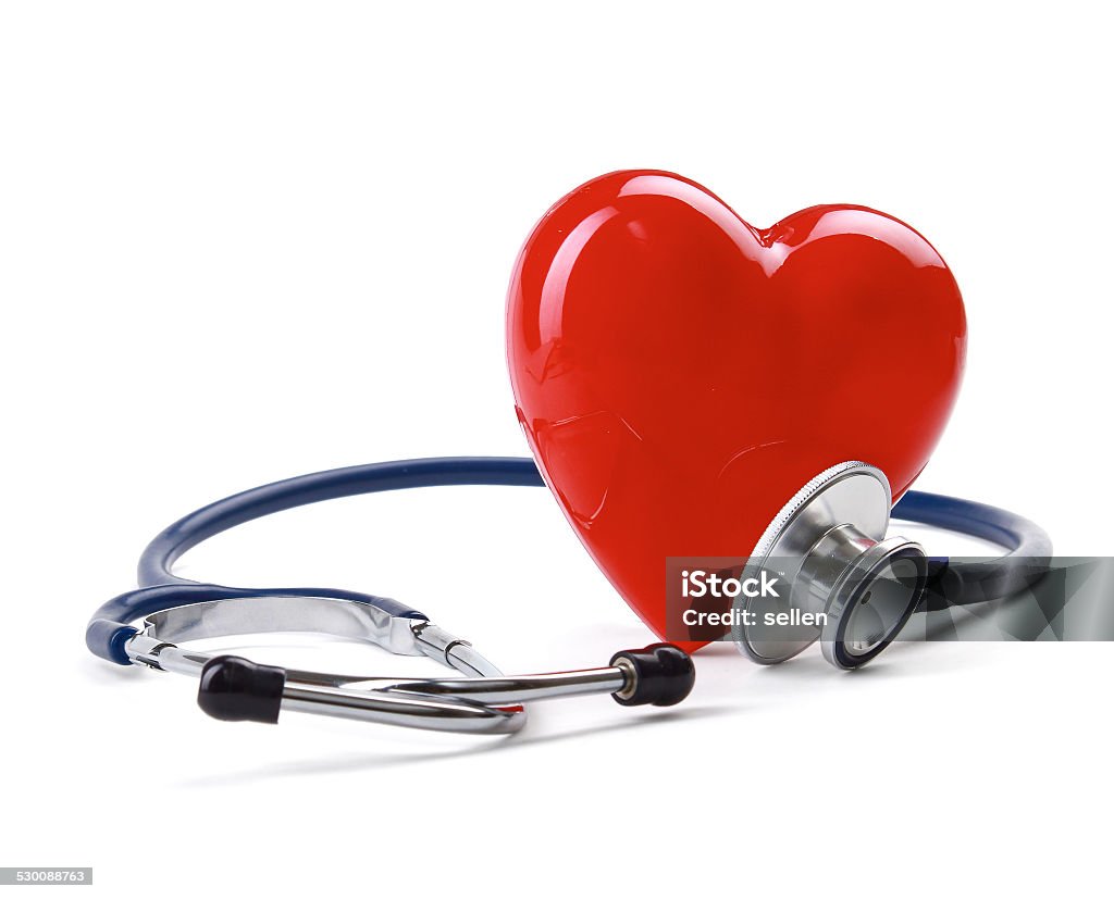 Red heart and a stethoscope Cardiologist Stock Photo