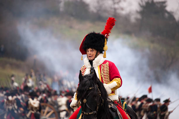 Tvarozna, Czech republic - November 29, 2014: History fan in military costume reenacts the Battle of Three Emperors on November 29, 2014 in Tvarozna, Czech Republic