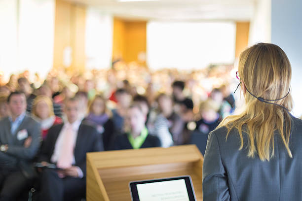 Speaker at Business Conference and Presentation. stock photo