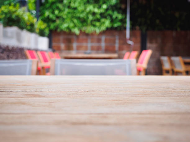 istock Top of wooden table restaurant background 530103117