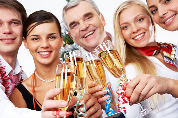 brindisi per il successo - party business toast champagne foto e immagini stock