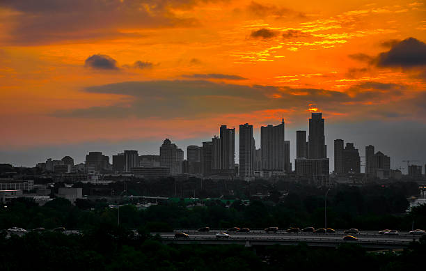 istock Austin Texas Skyline in Black and white Color Sky 530117321