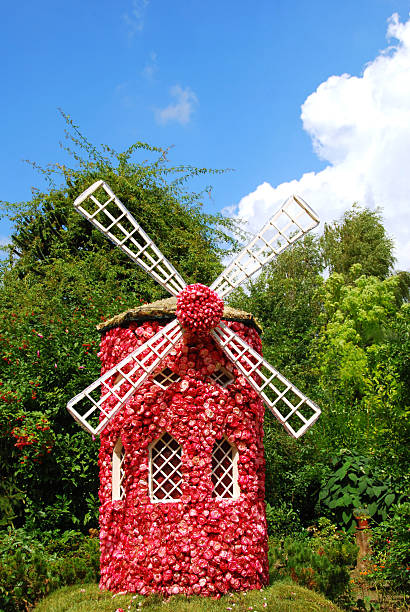 Decorative Windmill made of rose flowers..