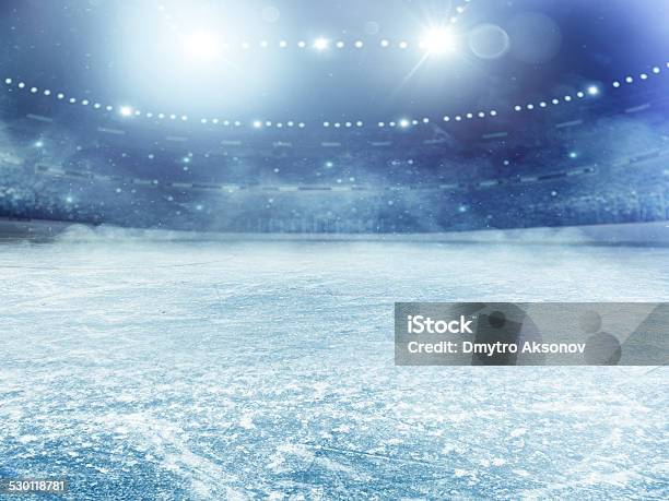 Dramatic Ice Hockey Arena Stock Photo - Download Image Now - Ice, Ice Rink, Backgrounds