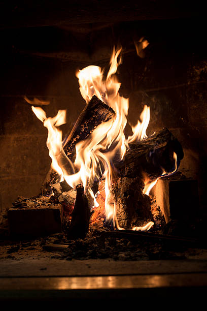 istock Burning wood in fireplace closeup 530119689