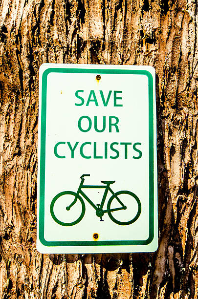 Bike public information sign  on tree background