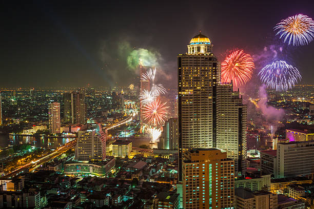istock New Year Fireworks in Bangkok cityscape 530123077