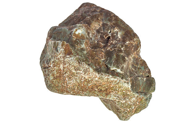 istock Large brown gray stone on a white background 530158737