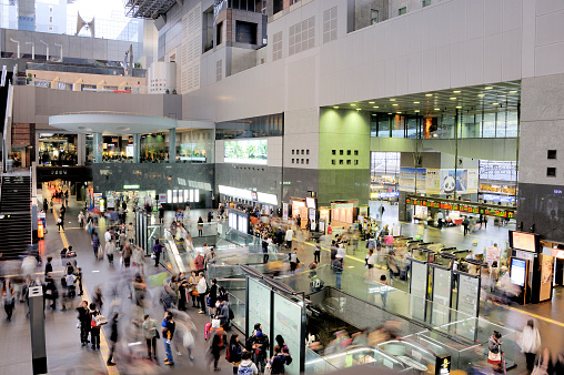 Osaka, Japan - November 9, 2014 : Osaka Station is located in Umeda District, Kita-ku, Osaka, Japan. It contains contains entertainment, restaurants and shops The commercial complex have the JR Osaka Mitsukoshi Isetan Department Store and Lucua Department Store.November 9, 2014 Osaka,Japan