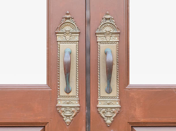istock Classic and Antique door handle with wood door 530182894