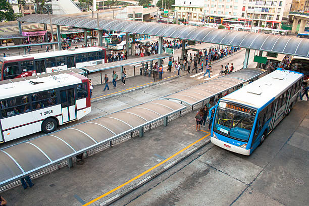 bus terminal Sao Paulo, Brazil, April 01, 2009: View of people waiting for urban buses in Bandeira Bus Terminal, São Paulo, Brazil Anhangabáu stock pictures, royalty-free photos & images