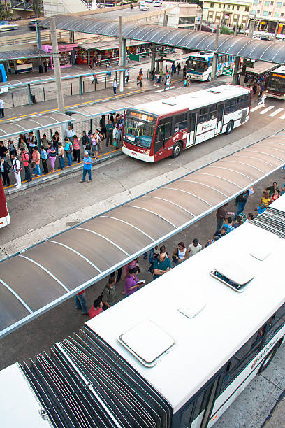 bus terminal Sao Paulo, Brazil, April 01, 2009: View of people waiting for urban buses in Bandeira Bus Terminal, São Paulo, Brazil Anhangabáu stock pictures, royalty-free photos & images